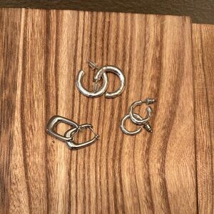 Silver Hoop Earring Set - Chunky & Sleek Hoops